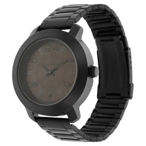 Fastrack Quartz Analog Brown Dial Stainless Steel Strap Watch for Guys