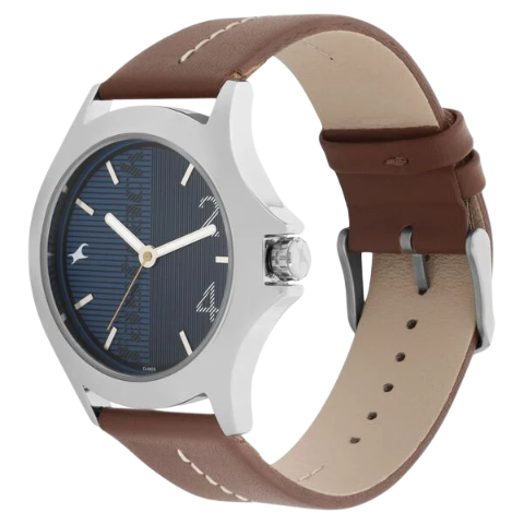 Fastrack Quartz Analog Blue Dial Leather Strap Watch for Guys