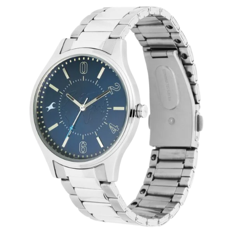 Fastrack Tripster Quartz Analog Blue Dial Stainless Steel Strap Watch for Guys
