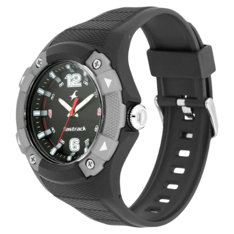Fastrack Trendies Quartz Analog Black Dial Silicone Strap Watch for Guys