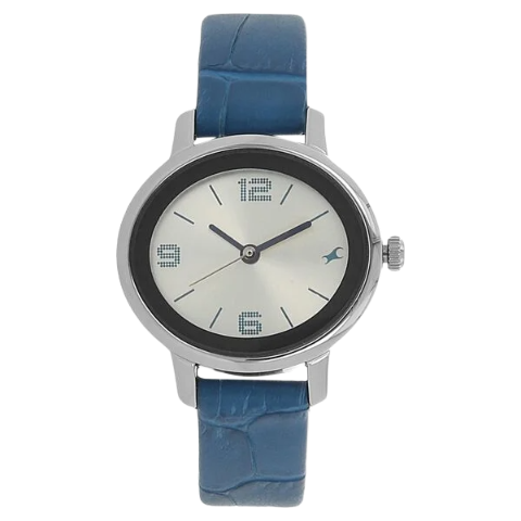 Fastrack Quartz Analog Silver Dial Leather Strap Watch for Girls