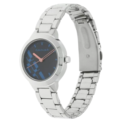 Fastrack Checkmate Quartz Analog Blue Dial Stainless Steel Strap Watch for Girls