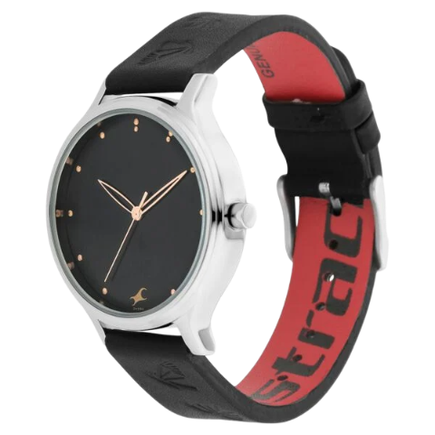 Fastrack I Love Me Quartz Analog Black Dial Leather Strap Watch for Girls
