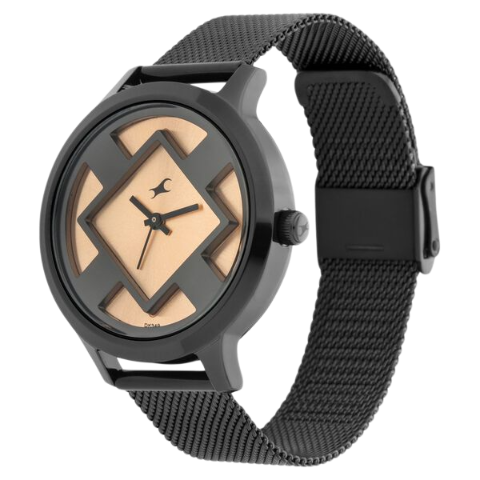 Fastrack Fit Outs Quartz Analog Rose Gold Dial Metal Strap Watch for Girls