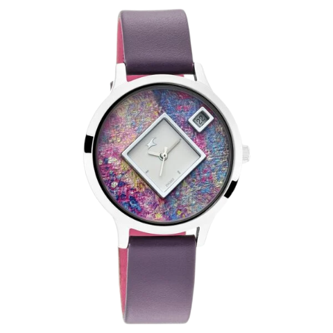Fastrack Fit Outs Quartz Analog with Date Multicoloured Dial Leather Strap Watch for Girls