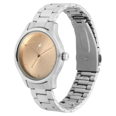 Fastrack Tripster Quartz Analog Rose Gold Dial Stainless Steel Strap Watch for Girls