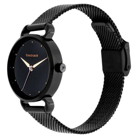 Fastrack Animal Print Quartz Analog Black Dial Stainless Steel Strap Watch for Girls