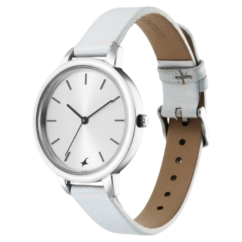 Fastrack Glitch Quartz Analog Silver Dial Leather Strap Watch for Girls