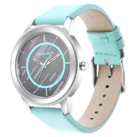 Fastrack Wear Your Look Quartz Analog Grey Dial Leather Strap Watch for Girls