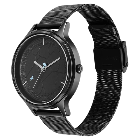 Fastrack Thor Quartz Analog Black Dial Stainless Steel Strap Watch for Girls