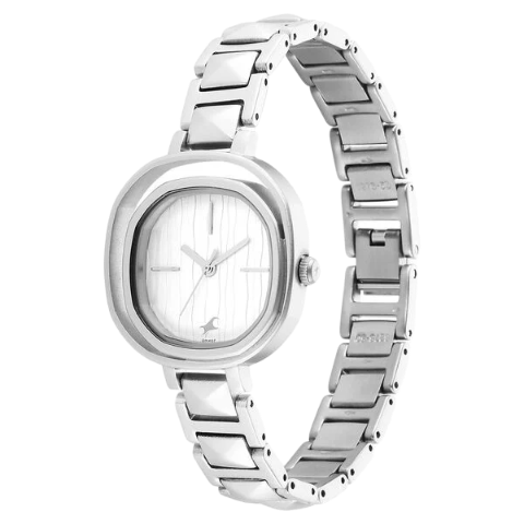 Fastrack Opulence Quartz Analog Silver Dial Metal Strap Watch for Girls
