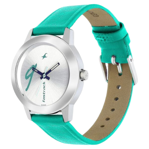 Fastrack Tropical Waters Quartz Analog White Dial Leather Strap Watch for Girls
