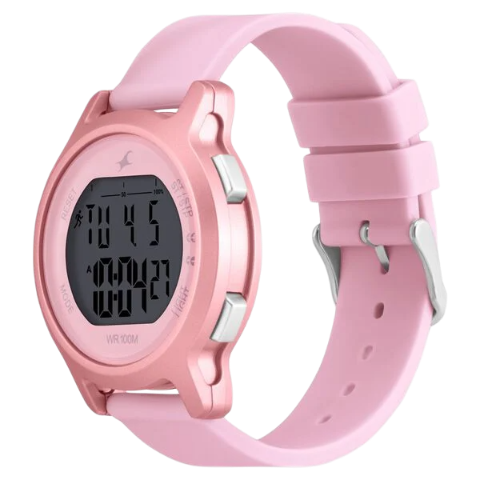 Fastrack Street Line Digital Dial Pink Silicone Strap Watch for Girls