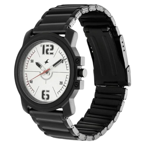 Fastrack Hitlist Quartz Analog Silver Dial Stainless Steel Strap Watch for Guys