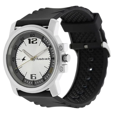 Fastrack Quartz Analog White Dial Plastic Strap Watch for Guys