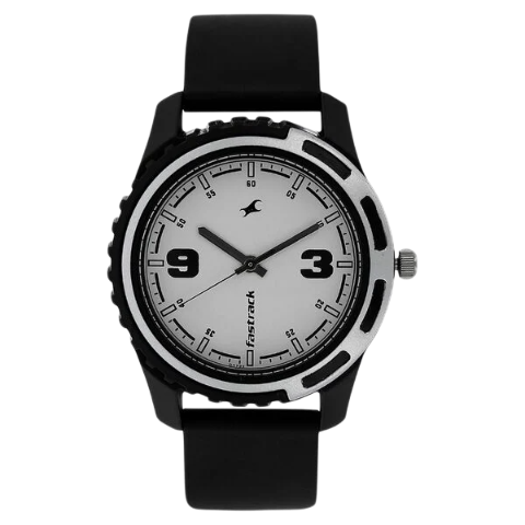 Fastrack Quartz Analog White Dial Plastic Strap Watch for Guys