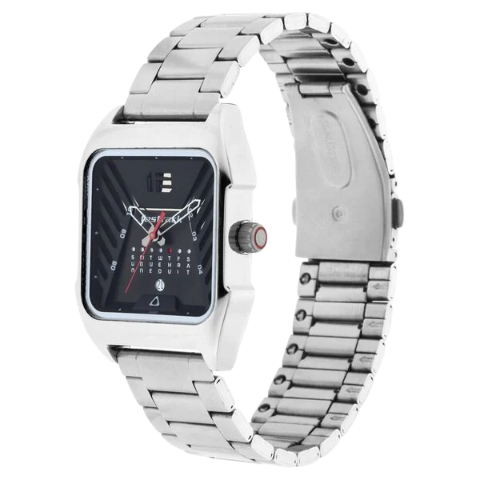 Fastrack Gamify Quartz Analog with Day and Date Black Dial Metal Strap Watch for Guys