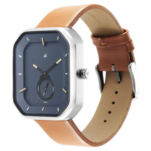 Fastrack After Dark Blue Dial Leather Strap Watch for Guys