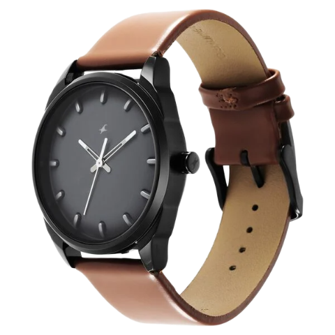 Fastrack After Dark Blue Dial Leather Strap Watch for Guys