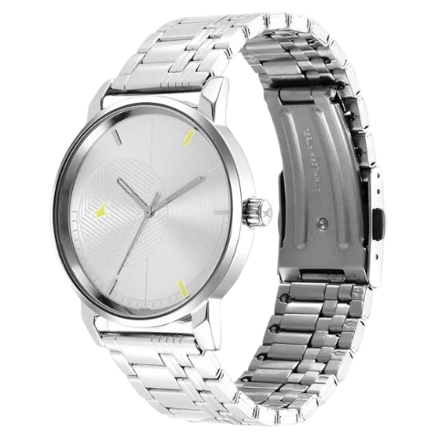 Fastrack Stunners Quartz Analog Silver Dial Metal Strap Watch for Guys