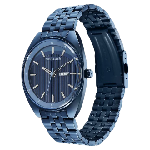 Fastrack Snob X Blue Dial Metal Strap Watch for Guys