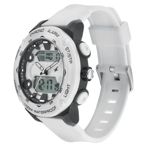 Fastrack Streetwear White Dial with White Colour Strap Watch for Guys