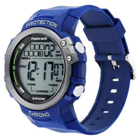 Fastrack Digital Dial Blue Silicone Strap Watch For Guys