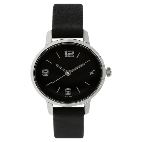 Fastrack Quartz Analog Black Dial Leather Strap Watch for Girls