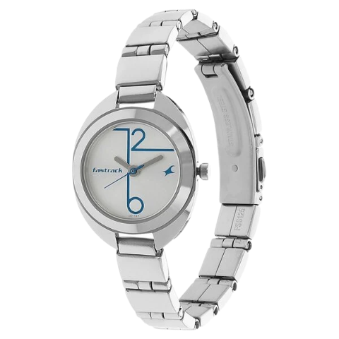 Fastrack Quartz Analog Silver Dial Stainless Steel Strap Watch for Girls