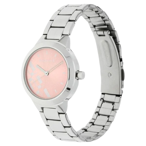 Fastrack Quartz Analog Pink Dial Stainless Steel Strap Watch for Girls