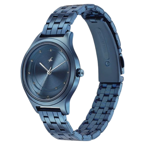 Fastrack Style Up Blue Dial Stainless Steel Strap Watch for Girls