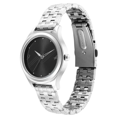 Fastrack Stunners Black Dial Metal Strap Watch for Girls