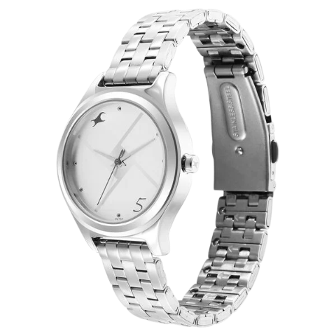 Fastrack Stunners Silver Dial Metal Strap Watch for Girls