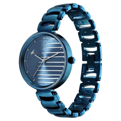Fastrack Style Up Quartz Analog Blue Dial Metal Strap Watch for Girls