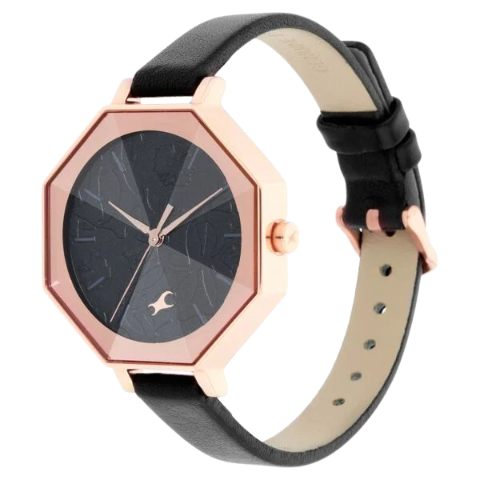 Fastrack Paint Me Quartz Analog Black Dial Leather Strap Watch for Girls