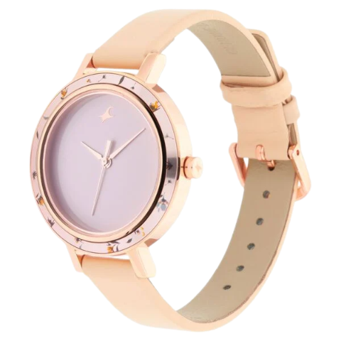 Fastrack Paint Me Quartz Analog Pink Dial Leather Strap Watch for Girls