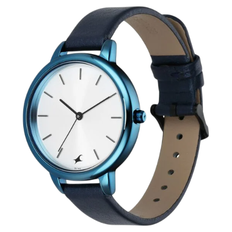 Fastrack Glitch Quartz Analog Silver Dial Leather Strap Watch for Girls