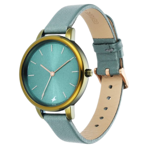 Fastrack Glitch Quartz Analog Blue Dial Leather Strap Watch for Girls
