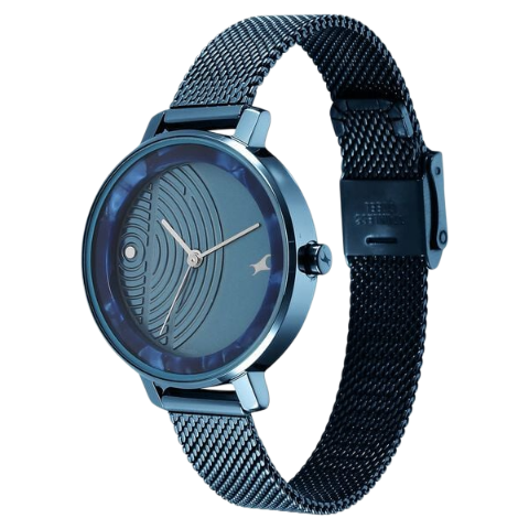 Fastrack Younique Quartz Analog Blue Dial Stainless Steel Strap Watch for Girls