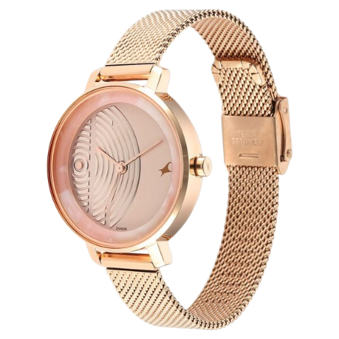 Fastrack Younique Quartz Analog Rose Gold Dial Stainless Steel Strap Watch for Girls