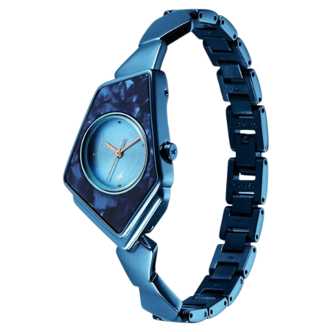 Fastrack Younique Quartz Analog Blue Dial Metal Strap Watch for Girls