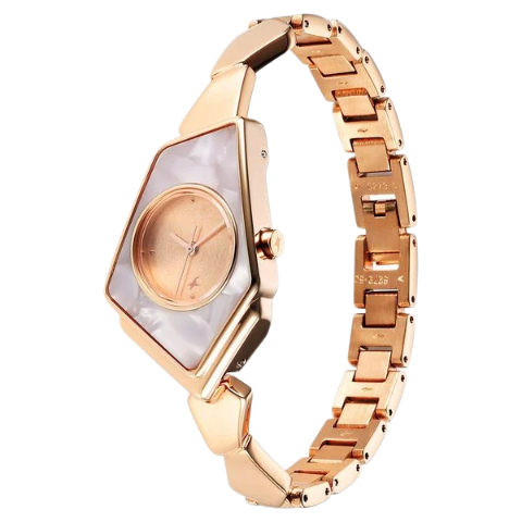 Fastrack Younique Quartz Analog Rose Gold Dial Metal Strap Watch for Girls
