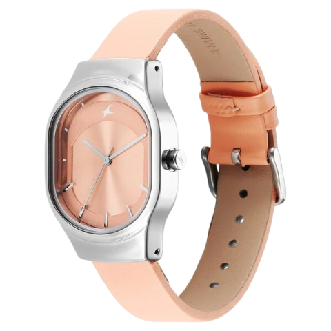 Fastrack Snob X Pink Dial Leather Strap Watch for Girls
