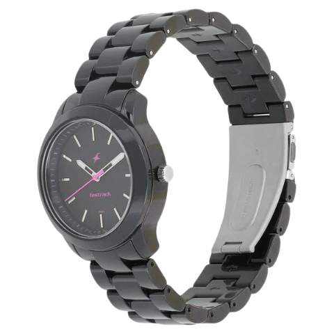Fastrack Trendies Quartz Analog Black Dial Plastic Strap Watch for Girls