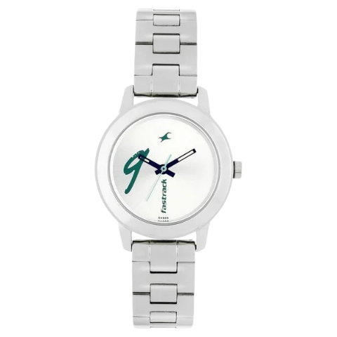 Fastrack Tropical Waters Quartz Analog Silver Dial Metal Strap Watch for Girls