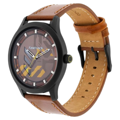 Fastrack Gamify Quartz Analog Brown Dial Leather Strap Watch for Guys