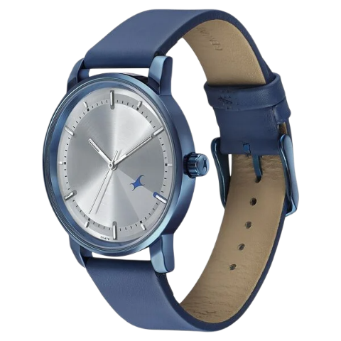 Fastrack Style Up Silver Dial Leather Strap Watch for Guys