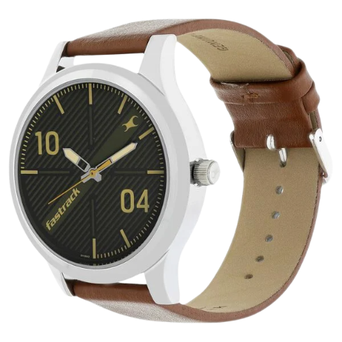 Fastrack Quartz Analog Black Dial Leather Strap Watch for Guys