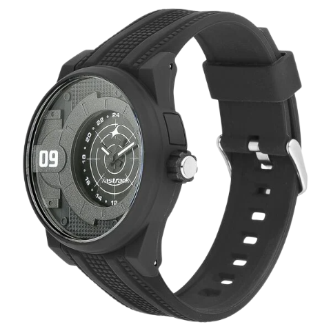 Fastrack Trendies Quartz Analog Black Dial Silicone Strap Watch for Guys