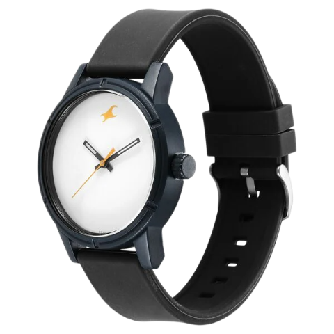 Fastrack Tees Quartz Analog White Dial Silicone Strap Watch for Guys